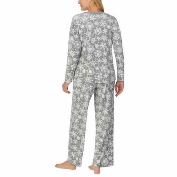 25. NWT Nautica 2-Piece Gray Snowflake Long Sleeve Fleece Pajama Set Small - Picture 6 of 7